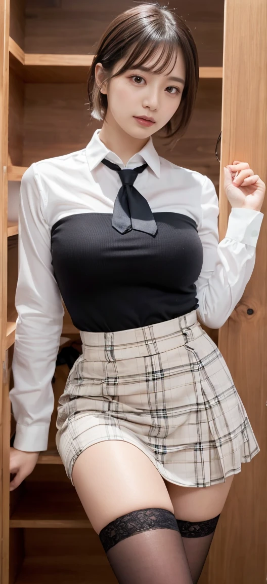 (8k, RAW photo, best quality, masterpiece:1.2), (realistic, photo-realistic:1.37), ultra-detailed,
1 girl,cute, solo,beautiful detailed sky,detailed cafe,night,sitting,dating,(nose blush),(smile:1.1),(closed mouth),large breasts, seductive smile, large aparture, professional lighting, Sony A7R4, Zessie 50mm F1.8,
medium breasts,beautiful detailed eyes,(collared shirt:1.1), bowtie,pleated skirt,(short hair:1.2),floating hair 