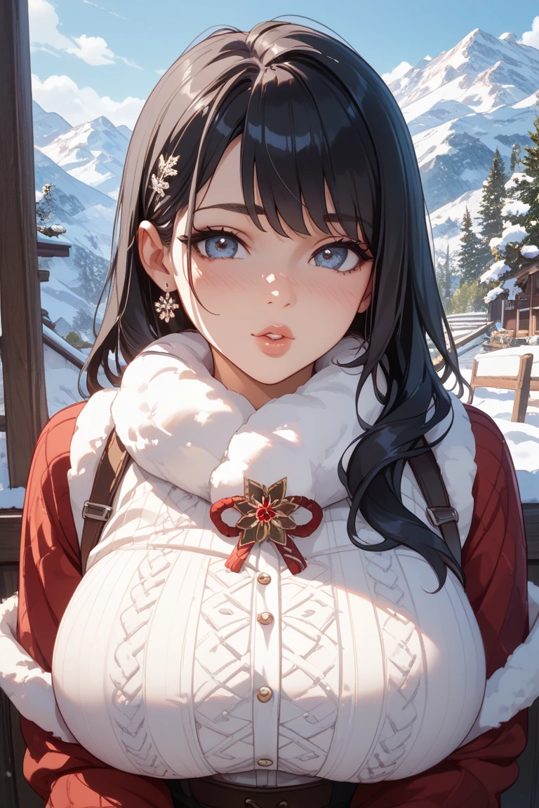 Hikari is a girl with long black hair, Pele branca como a neve, blue eyes like sapphire, pink, plump lips with 1,59 tall