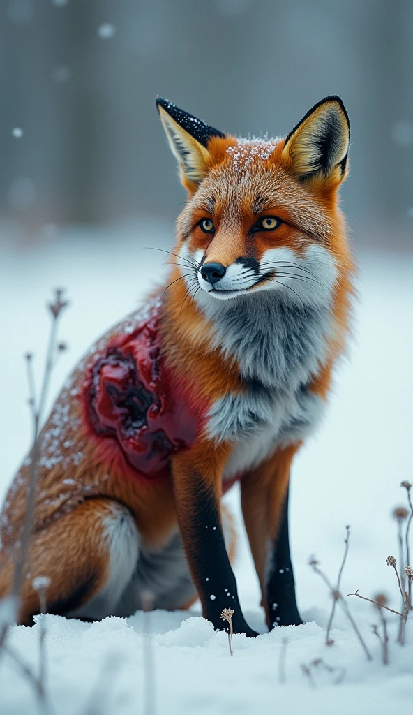 Gunshot wound on a furrys head
