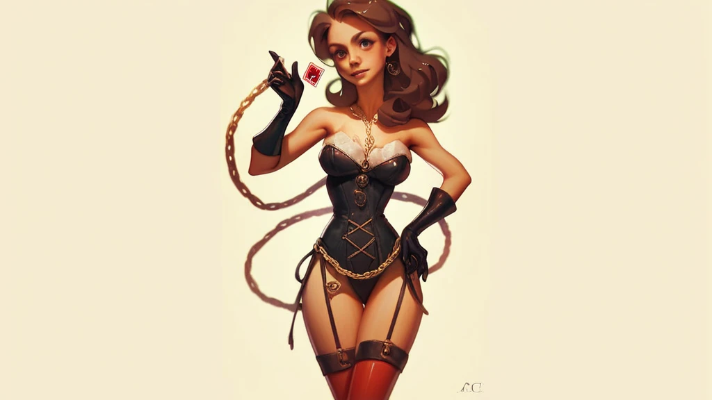 Dynamic pose Lolypop character with corset and beautiful breasts well-defined body delicate and sensual Cartoon style digital illustration 