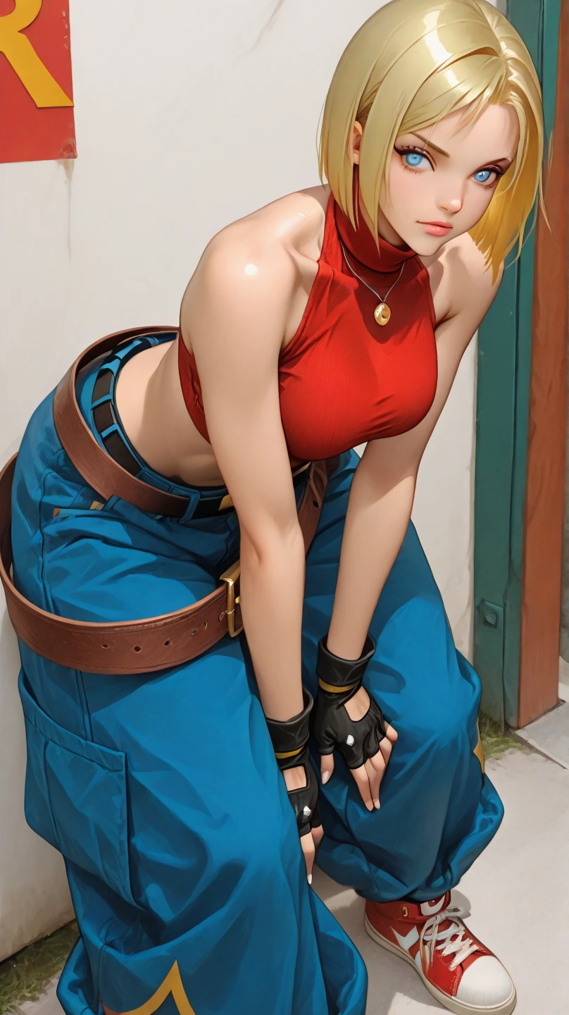 1girl, mary blue, red custom