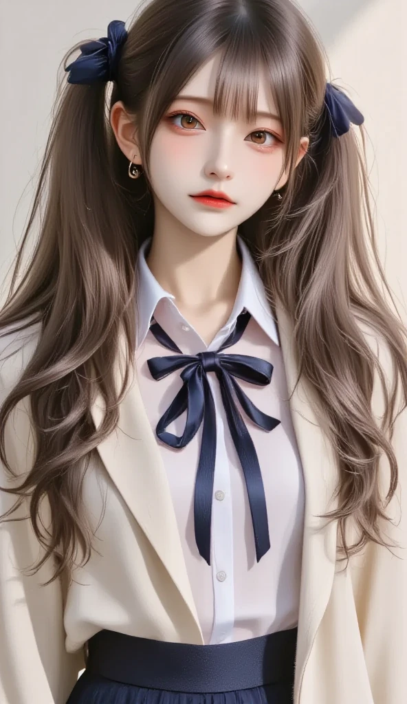 Extreme close-up,1girl in,(Ultra detailed skin),Curve,Petite,Beautiful ,(Large breastsskin,pointed breast,Erect n,(Fantat,Highge quality,Hyperrealist portrait,(8K),Ultra-realistic,Best Quality, High quality, High Definition, High quality texture,high detailing,Beautiful detailed,fine detailed,extremely details CG,Detailed texture,realistic representation of face,masutepiece,presence,Dynamic,Bold),(super thin hair),(ultra soft hair),(ultra straight hair:1.5),Swept long bangs,Extra bright coppery amber hair,Hair over one eye,Clothed,School uniform