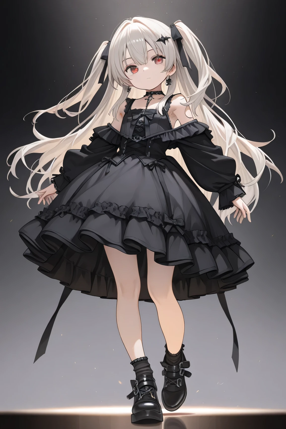 1 girl、Young girl, Gothic ta,oversized, expressionless, Long sleeves,Hide your hands, masterpiece、Highest Quality, full body, Very Detailed,(best quality),((masterpiece)),(high resolution),8K wallpaper,dynamic pose with armpit hair,