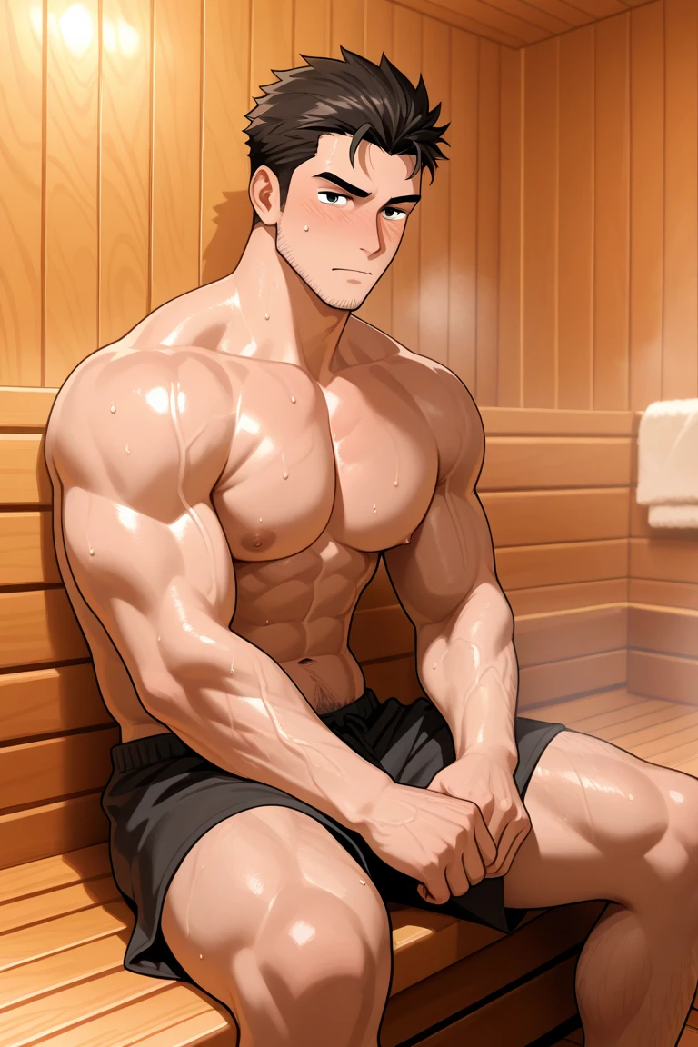 muscle woman sauna