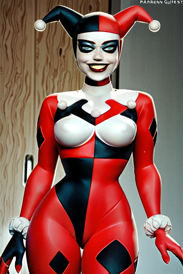 Conjoined naked Harley with three heads, four arms and three huge siliconed tits