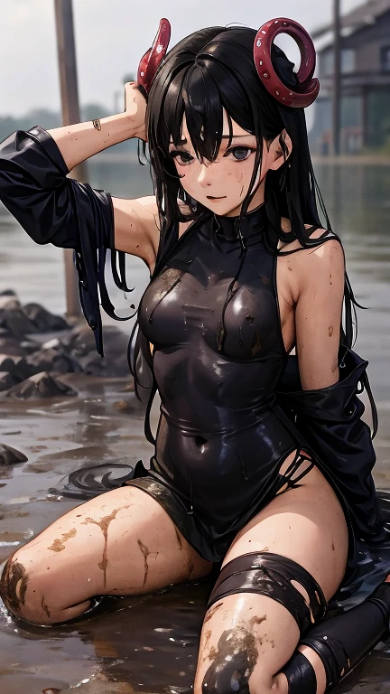 Browsing Caution, (Best image quality,highest quality,Highest Resolution, Ultra-Realistic Images,Very detailed,masterpiece), Browsing Caution, nude, 12-year-old girl, (((Tentacle binding))), (((Sticky with sweat))), ((jellyfishの触手)), (jellyfish),((mini skirt, Bodysuits)),(((My clothes were sticky with mucus.........))),(Happy ahegao),(Black Hair),(Ocean),((Clothes are torn)),Browsing Caution