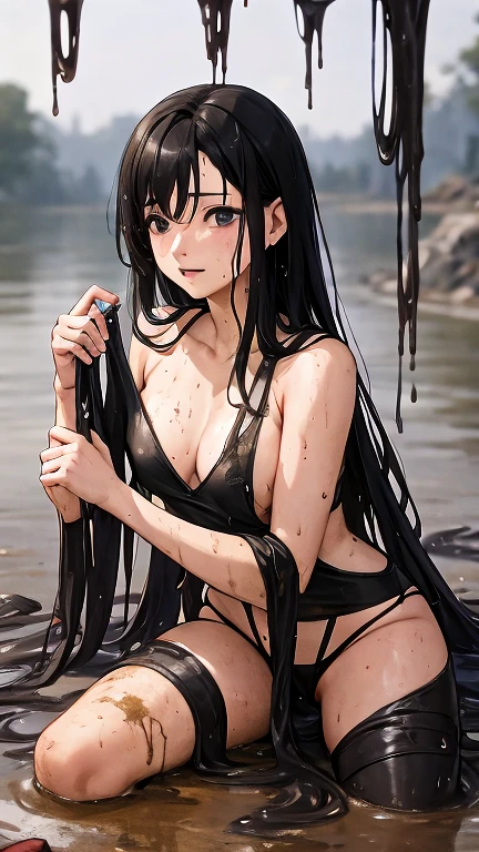 ultra detailed,((1loli)),((nsfw)),(petite),((nude)),((lying)),((piece sign)),((absurdly long hair)),((black hair)),((happy)),(((excessive cum))),(((cum on hair))),(((cum on body))),((cum on breasts)),((large breasts))