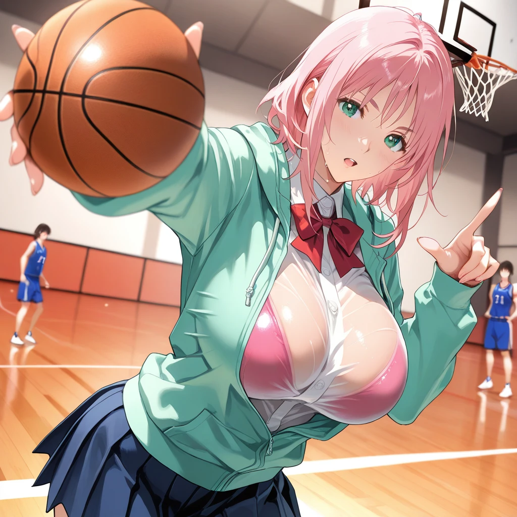 2 Cheerleader outfit, having sex, enjoying , red eyes, in classroom, mind control 