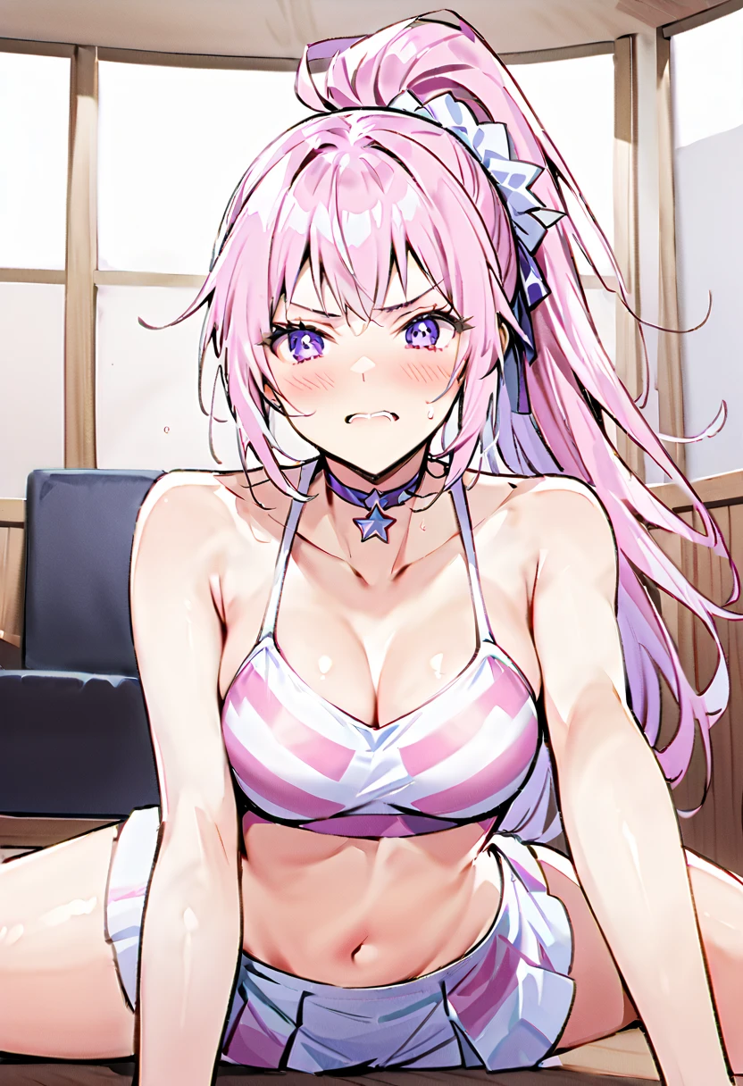tall body, tall, long legs, mature female, mature, adult, close up, portrait, upper body. 独奏. blurred background,
eft_liw_chika, 1girl, fujiwara chika, blue eyes, 独奏, bow, hair bow, pink hair, black bow, , shuuchiin academy , bangs, looking at viewer, long hair, blunt bangs, parody, closed mouth, portrait, collarbone,full body、Huge breasts:1.5