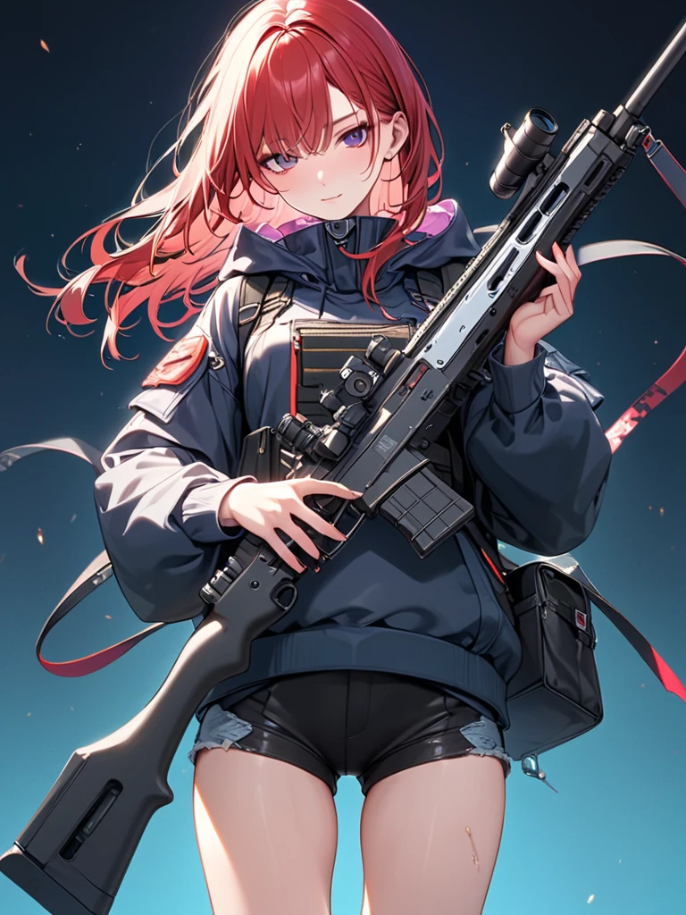masterpiece, best quality,1girl,solo,snow,weapon, anti-materiel rifle, sniper rifle, rifle
