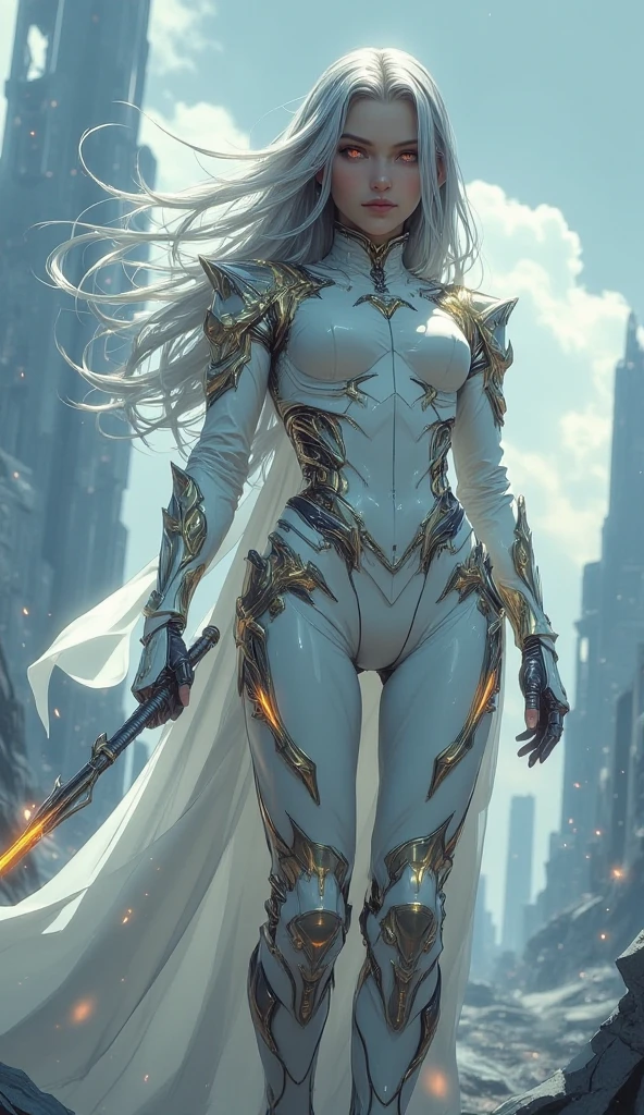 (Masterpiece, 4k resolution, ultra-realistic, very detailed), (White superhero theme, charismatic, there's a girl on top of Chinese mountain, wearing tight bodysuit costume, she's a superhero), [ ((25 years), (long white hair:1.2), full body, (blue eyes:1.2), ((Spider-Man pose),show of strength), ((tranquil mountain environment):0.8)| (landscape, at night, dynamic lights), (full moon))] # Explanation: The Prompt mainly describes a 4K painting of ultra-high definition, very realistic, very detailed. It shows a adeptus woman. The theme in the painting is a white superhero theme, the female protagonist has long white hair, is 25 years old and her entire body is shown in the painting.