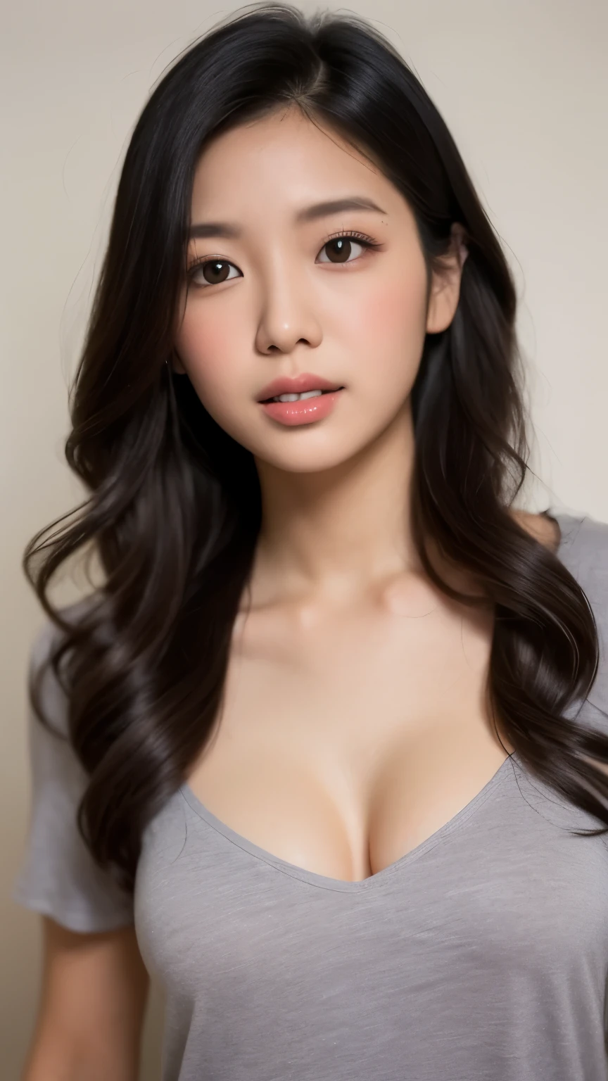 Tabletop, highest quality, Photorealistic, In detail, High resolution, 8k wallpaper, Perfect dynamic composition, Beautiful fine details, Medium Hair, Tied Hair、Big ample breasts, Random sexy poses,Close your chest、(Tight pink see-through knitwear)、(Breast Swelling 1.3)、Laughter、Open your mouth、The tip of the tongue is visible、(Licking lips 1.5)、Beautiful resort scenery、Age 25、(Droopy Eyes 1.4)、 beauty、Japanese、Look at the person taking the photo