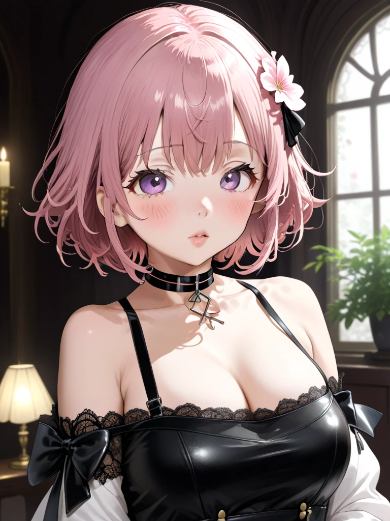 1girl, high resolution, high detail, from above, milf, view from above head, mature female, cowboy shot, looking at viewer, blurry background, outdoor, shibuya cross, collarbone, black necklace, black ring, earrings, small breasts, invisible nipple, standing, crossed arms under breasts, cleavage, ((black leather jacket)), ((black bra)), ((pleated skirt)), ass visible through thighs, spread your legs, thick thighs, wide waist, underwear strap, many people