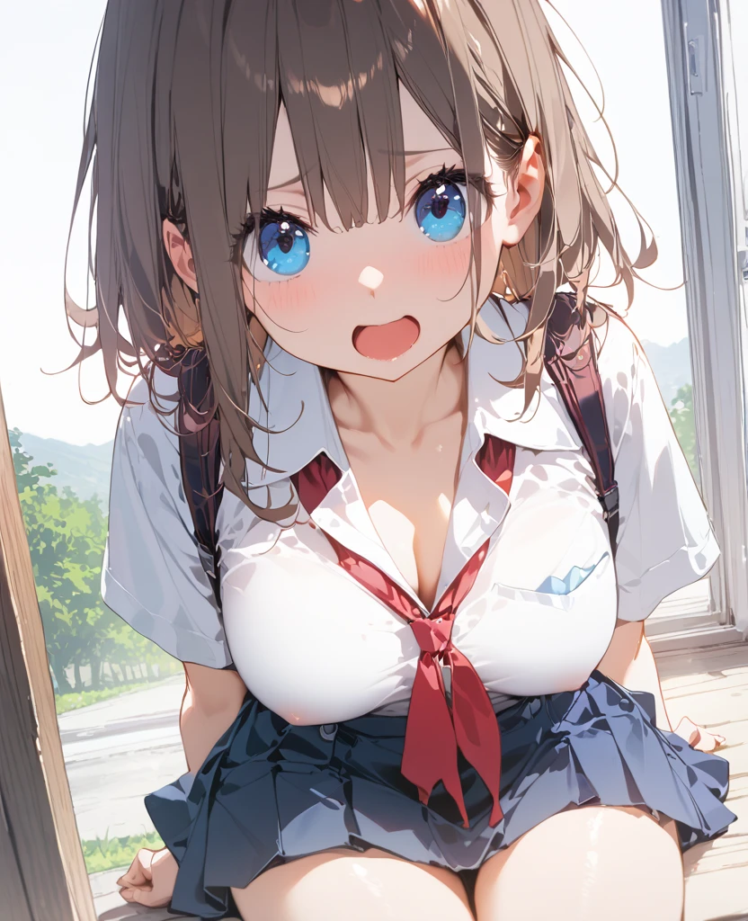 masterpiece, Highest quality, Nico_Yazawa,High resolution, 1 Girl, alone, Brown Hair, short hair, Twin tails、Purple eyes, , , (Cleavage)、(Beautiful thighs), Carrying a red backpack, (randoseru backpack:1.2) Sweaty、Thick thighs、Highest quality、4K、1girl, 8years old, , cute, grin, (Surrounded by men in the park))、、Thick thighs、Men with their penises out, surrounding a girl、Semen from the penis、Bukkake、Bukkake、(Bukkake)projectile cum、Blowjob、Lots of passersby、Ahegao、low length、、、Handjob、bandaids on nipples,bandaid on pussy,(groin:1.1)、、Spread your legs、(embarrassed,blush:1.3)(Handjob)(Blowjob)thighhighs