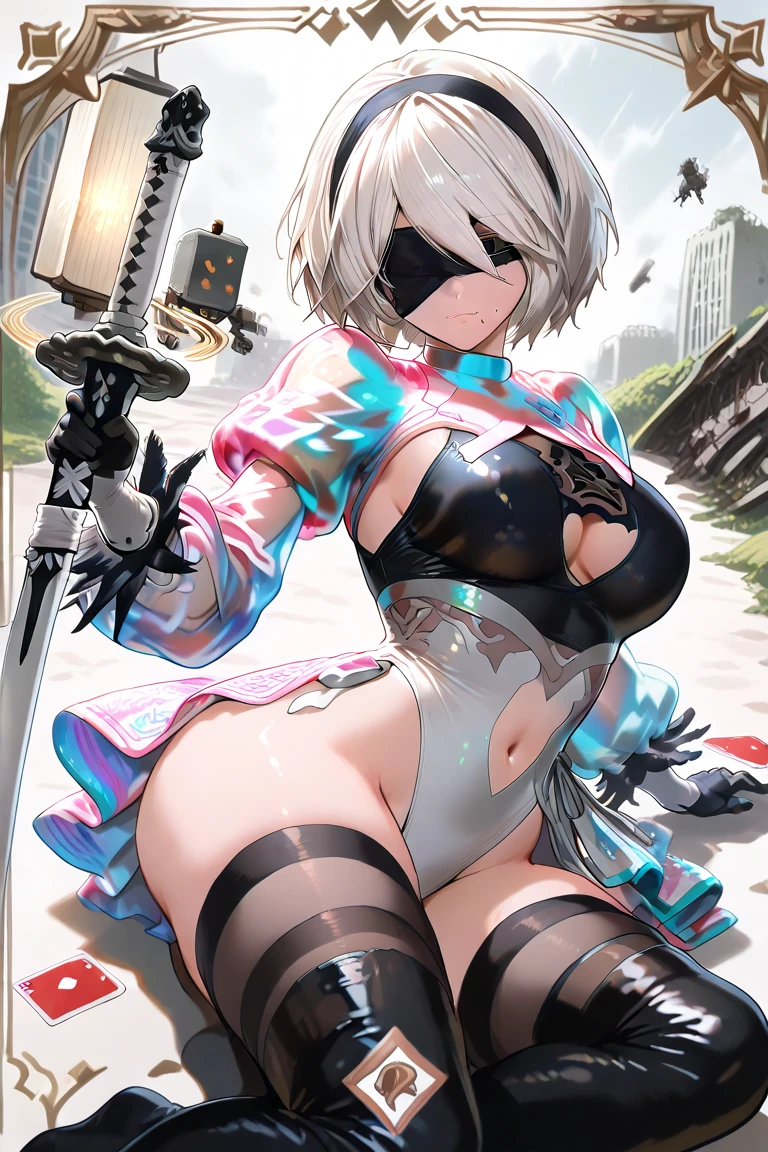1 girl, high quality, (short hair), forehead, (medium breast), (straps on thighs:1.3), white background, plants, (stocking), (sweaty:1.1), (nipples:0.8), thick thighs, (middle Ages:1.2), (cameltoe:1.1), suit, stomach, (cyborg:1.2), (armor), white hair, hair band, horns