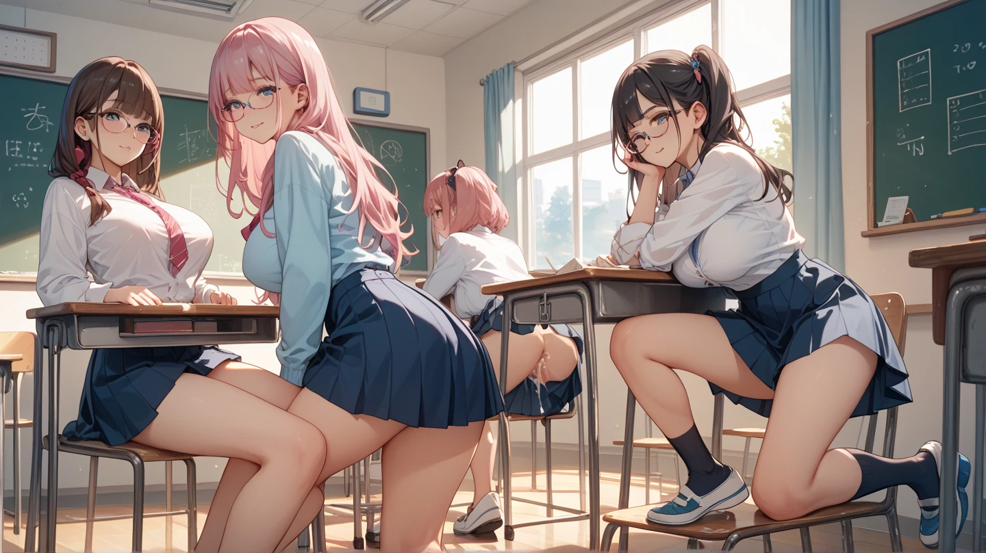 highest quality、masterpiece、1 girl、(Ahoge)、(blush:1.5)、(smile:1.5)、((fun!!))、cute、()、、high school girl、((classroom:1.5))、()、、Kamimei、look at me、(No panties:1.3)、((shaved pussy:1.5)), ((red bow tie, , black jacket, open jacket, white cardigan, white shirt, black skirt, plaid skirt、black socks))、 (No panties:1.3)、((shaved pussy:1.5))、(highly detailed closed labia:1.5)、((pee is coming out:1.8))、peeing、
