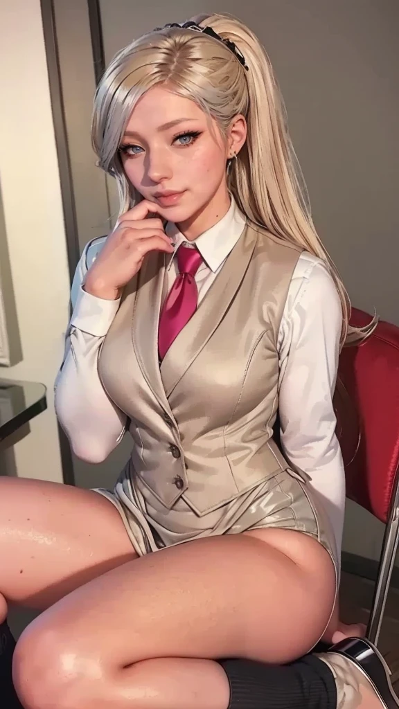 ulzzang-6500-v1.1, (raw photo:1.2), (photorealistic:1.4), ridiculous, incredibly ridiculous, huge file size, super detailed, high resolution, very detailed, best quality, masterpiece, ((flight attendant)), illustration, very detailed, CG, unified, 8k wallpaper, amazing, fine detail, masterpiece, best quality, very detailed CG uniform 8k wallpaper, face light, movie lighting, 1girl, 16 years old, white hair, high ponytail, ((no panties)), (glasses), ((dynamic pose))), (camel toe), (half), (stockings)), (knee-bending and holding legs))