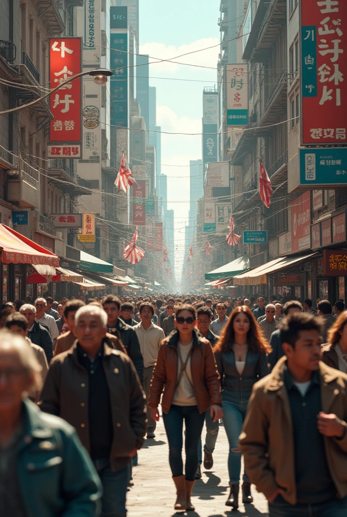 A busy street with a few people