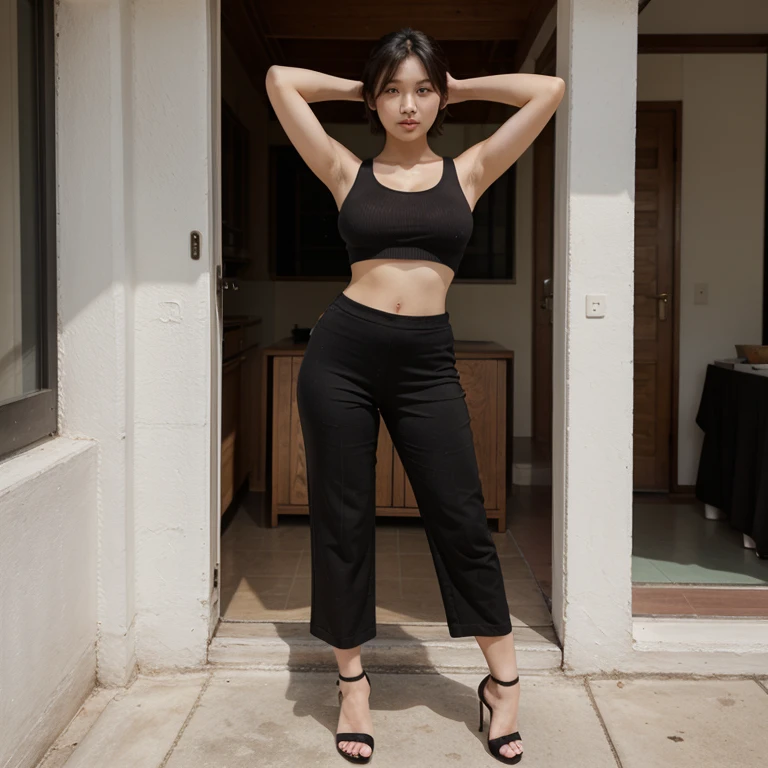 ((best quality)), ((masterpiece)), (detailed), perfect face, perfect face, wanita chubby, tubuh seksi, rambut medium bergelombang, memakai sneakers, chubby lengan, paha chubby, kulit putih susu, payudara chubby, sexy pants , vagina, chubby body, breasts, pipi chubby, huge breasts, full body, glasses, full body tattoo, chubby