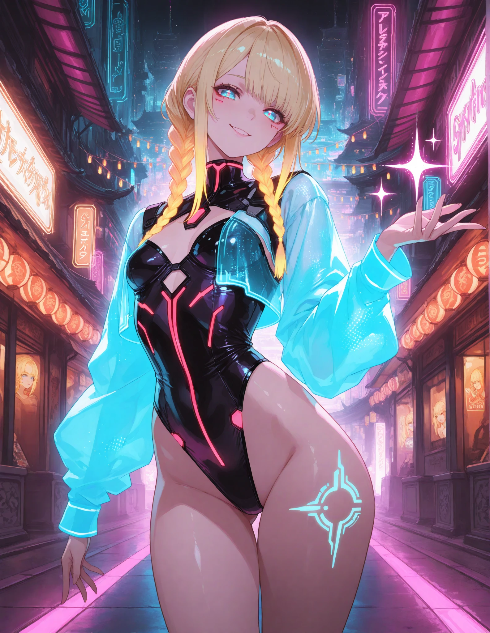 girls swimmers, 2 girls, 2 girls, two girls, multiple girls: 1.3, ((anime girls, twins with extremely cute and beautiful blonde hair walking seductively down the street)), (((twins)))),
((((Two twins)))), 2 swimming twins,((((two anime twins with extremely cute and beautiful blonde hair walking seductively down the street)))),
(large breasts:1.4),saggy breasts,(((very light blonde hair:1.35,straight hair,long hair:1.4,colored inner hair,ear breathing))),((heterochromia,eye1 blue,eye2 green,perfect eyes,upturned eyes:1.3,beautiful detailed eyes,finely detailed beautiful eyes:1,big highlight on eyes:1.2)),((fat)),(((lustrous skin:1.5,bright skin: 1.5,skin tanned,shiny skin,very shiny skin,shiny body,plastic glitter skin,exaggerated shiny skin))),(spider lower abdomen,narrow waist,wide hip,athletic body,inflated legs,delicate detailed fingers,detailed body,detailed arms,human hands,(detailed face)),
cute,slutty,seductive,erotic,(((nsfw))),
((one-piece_swimsuit magenta)),(wearing a one-piece_swimsuit outfit:1.3),(detailed outfit,detailed clothes),
(dynamic pose:1.0),embarrassed,centered,scale to fit dimensions,Rule of thirds,
outdoors,((night view)),(cyberpunk night street Background: 1.5,dark sky,alleyway,lonely alley,thick clouds,detailed background:1.25),
(best quality),(high resolution),(sharp focus),(ultra detailed),(extremely detailed),(extremely high quality artwork),8k_wallpaper,(extremely detailed CG 8k),(very fine 8K CG),((hyper super ultra detailed perfect piece)),flawless,(((masterpiece))),illustration,vibrant colors,(intricate),High contrast,Selective lighting,Double exposure,HDR (High Dynamic Range),Post-processing,Background blur,