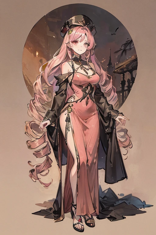 masterpiece, best quality, 1girl, queen of darkness, purple long dress, detailed pattern, long hair, full body, magical vibe