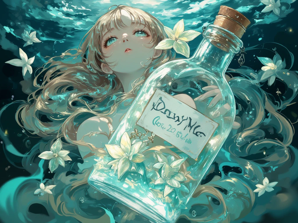 (masterpiece, best quality, high quality, highres, ultra-detailed), phgls, in container, bottle,1girl,simple background,