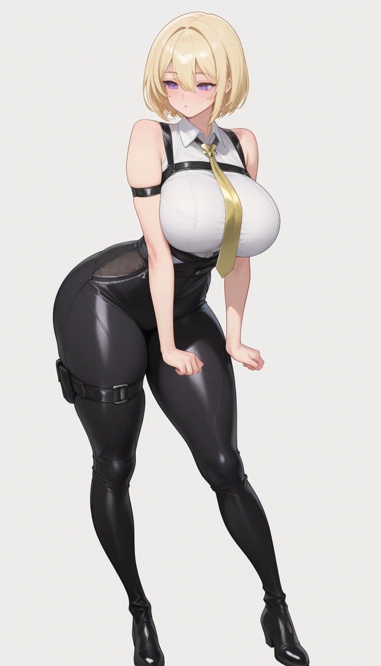 Jessica, with her big breasts, long beautiful legs and twin tails, is standing in a black high-cut bunny suit and fishnet stockings.。Angle from behind。