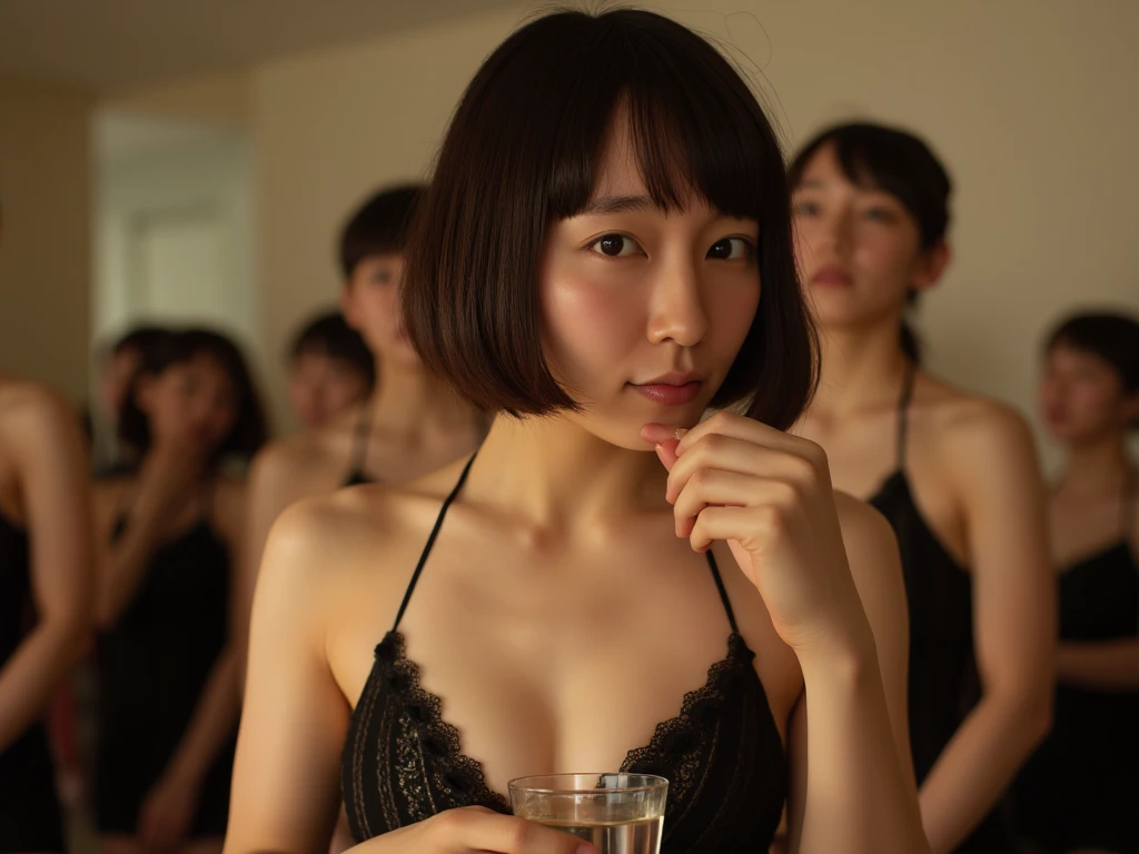 Top image quality、8K picture quality、32K image quality、maturefemale、a famous actress of Japan、Obscene big breasts、Chest circumference 100cm、Obscene mother、Obscene mom、Maternal and obscene body、sensual bodies、A high resolution、pov、Tecateca skin with oil、Detailed skin、Look at viewers、pov、Obscene mommy friends gather in black bunny girl costume(5 Women)、Afterwards、The smell of a muffled female、Everyone is in estrus、