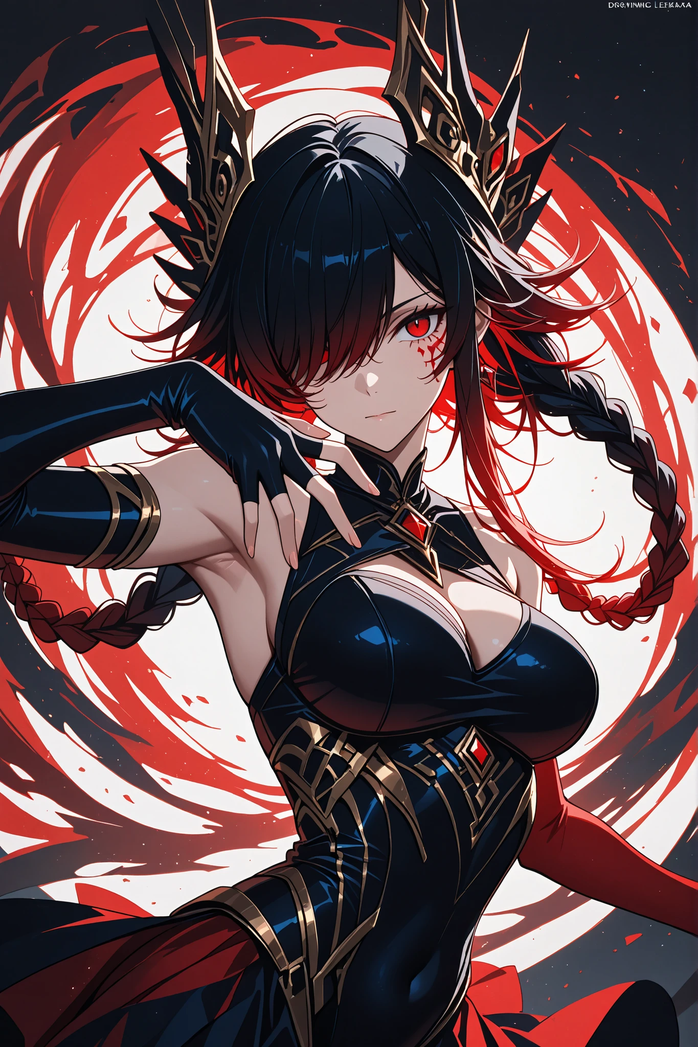 ((masterpiece、top-quality:1.5、a high chroma:1.5、ultra-detailliert、high-resolution illustrations:1.5、Ultra-high-definition CG、8k size wallpaper、offcial art))、((s fractal art:1.5))、(highly colorful:1.5),(front view:1.8),(1girl),(Cute little girl s:1.5)(Shining red eyes:1.5),(Beautiful face:1.5,Beautiful eyes:1.5)、(close to viewer:1.5),
(clear face:1.3)、(sexy body),((Detailed dark fantasy armor dress:1.5)),((intricate detailes,detailed dress)), (Beautiful dress in every detail),(large breasts:1.5),(Shining red eyes:1.2),upper body、(metal shine:1.5),Dark Fantasy,云、colourfull