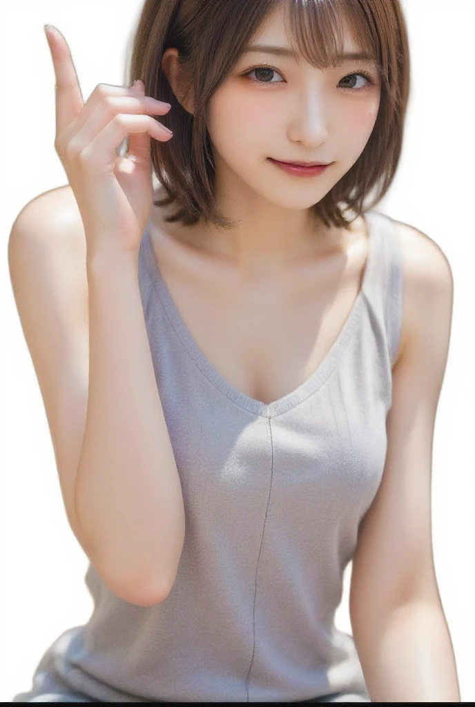 Sculpting sexy poses, (masterpiece:1.3), (8k, Realistic, RAW Photos, highest quality:1.4), (1 girl), Beautiful Face, Realistic face, (Detailed face), Beautiful Hairstyles, (Thin Hair), Realistic eyes, (Fine Eyes), Beautiful details, Realistic skin, (Fine skin), Beautiful Skin, charm, Ultra-high resolution, Surreal, Very detailed, (Flat Chest:0.5), The Beauty of Japan, (Slim figure), kind, Brown Hair, Cute young Japanese girl, Cute young Japanese girl, (Simple white background), Flat Chest :1.2, Accentuate your cleavage, Stagnation, Wide Shot, (ankle shot), Wearing a large T-shirt without a bra, Girlish, Protruding nipples, pubic hair