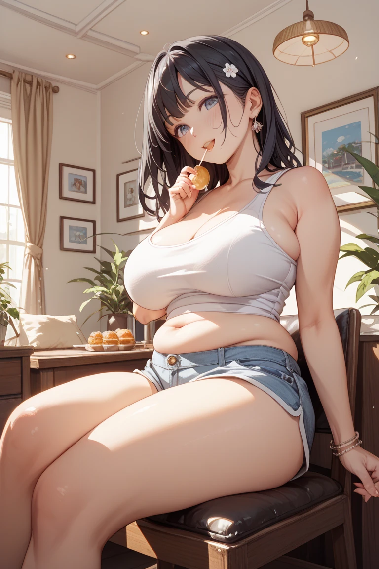 ((Best Quality, 8k, Masterpiece: 1.3)) ,huge breasts ,black hair ,red eyes ,micro bikini ,happy ,short hair ,messy hair ,cat girl ,cleavage ,(nuomeizi)