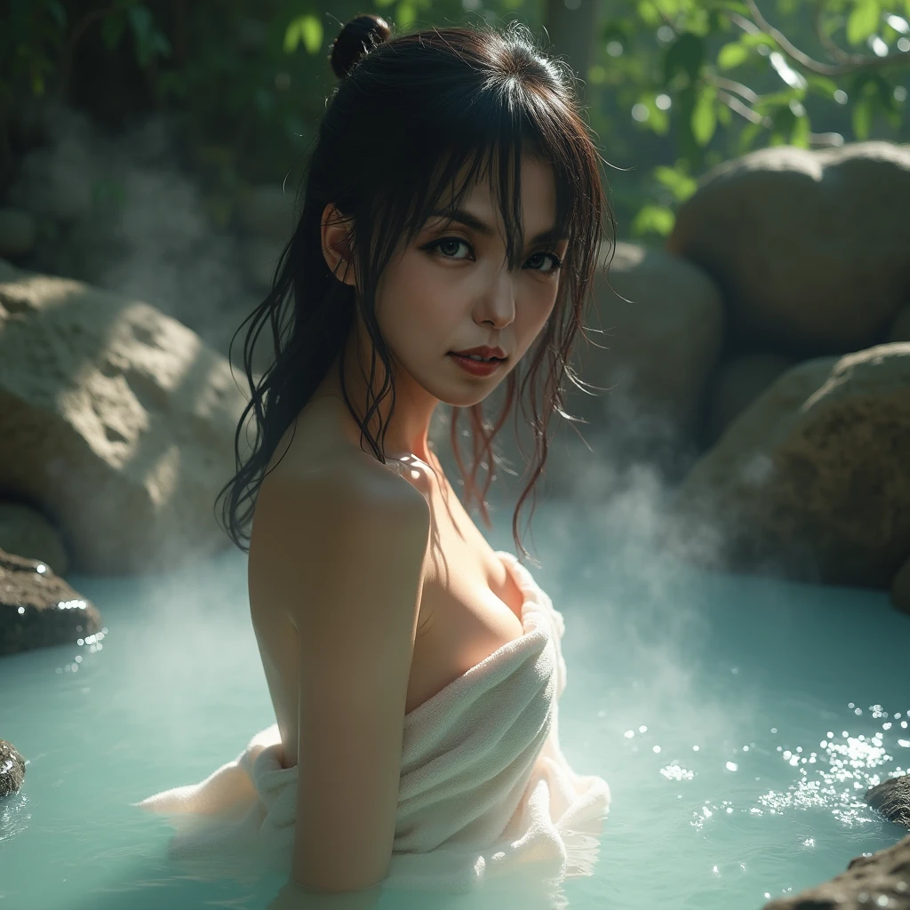 (extremely detailed CG unity 8k wallpaper), (masterpiece), (best quality), (ultra-detailed), (best illustration), (best shadow), (absurdres), BREAK girl, sweat, steam, medium breast, looking at viewer,