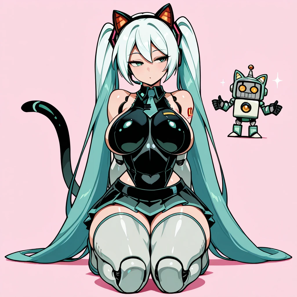 solo, absurdres, highres, 1girl, android, animal ears, blue eyes, bra, breasts, cat ears, cat tail, cleavage, clenched hand, cyborg, joints, long hair, looking to the side, mecha musume, mechanical arms, mechanical parts, paw pose, robot ears, robot joints, simple background, solo, tail, underwear, upper body, white background, (front view) <lora:nradiowave_v2:0.8> <lora:senkoLora_v2:0.8>