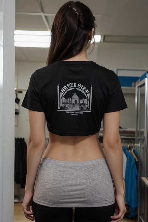 3 children , 15year old, gorgeous body, t - shirt,very short black shorts, the is on his back, she is in the bathroom
