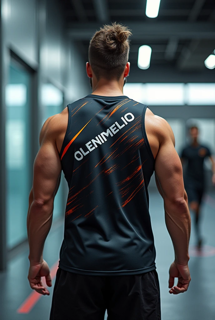 create sublimated men singlet wit VENSIO INDUSTRIES letters on it without wearing