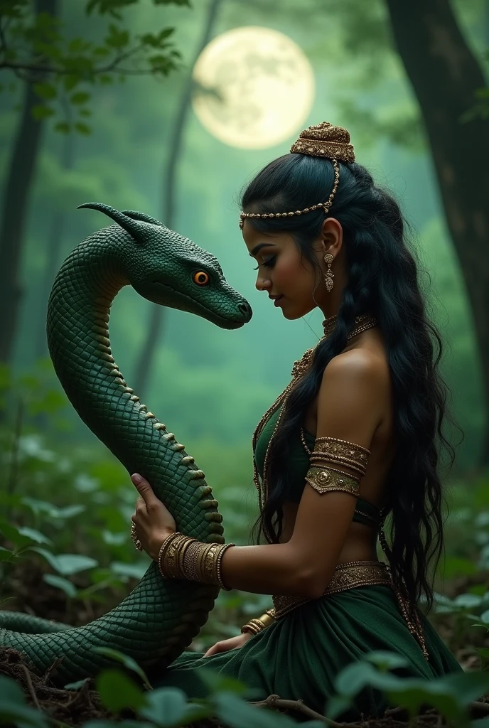 Devore a Indian lady by a snake