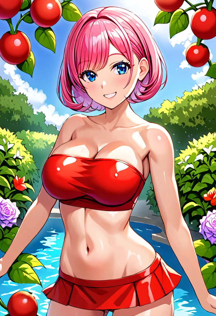 ultra-detailed, ((one girl)), (pale skin:1.4), in pastel colors gyaru, (heavy makeup), (professional lighting) hyper detailed, absurdres, 8K, Beautiful Face, (Laugh shyly), ((teasing smile:1.8)), ((Wink:1.7)), (Laugh with your mouth wide open),((Tilt your face:1.6)), View your viewers, ((Bright red cheeks:1.6)),Glossy Red Lips, ((huge breasts:1.4)), ((undressing:1.2)), noon, Shrine torii gate, Summer festival, ((eating candied apple stick)), ((Anime style background)),masterpiece, Highest quality, so beautiful,Latest, Complex details, (Pink long nails), (nail art), (ring),(bracelet), (Floral Choker),AI-generated, Complex,High resolution, Highest quality, super high quality,3D Images、3D Images,One person,Pastel pink long hair,(High Ponytail), (wavy hair:1.3), Pastel anime woman posing for a photo, ((Fine grain、blue eyes、glowing eyes:1.4)), (Squint your eyes:1.1),a hyperRealistic , hyperRealistic , Realistic,Anime woman with long pastel pink hair, Smooth anime CG art, A girl in a gorgeous pastel-colored kimono, ((Pastel-colored furisode)),(Pink large floral pattern), (sideboob), Long flower hair ornament,Floral Earrings, Mature Body, tall,Narrow waist,(from bnlow), ((leaning forward:1.2)), (upper body),