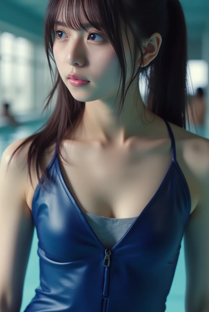 Scoop Neck,,beautiful caucasian woman,(((open neck))),slender body,light blond hair, Attractive posing, Full body, perfect detailed face, frame the head, glamour,damage costume,beautiful caucasian woman,slender full body,perfect detailed face, frame the head,wear torn,(torn clothes:1.5),,,((a school girl in ripped Japanese sailor school uniform)),(night sea background:1.2),shiny skin