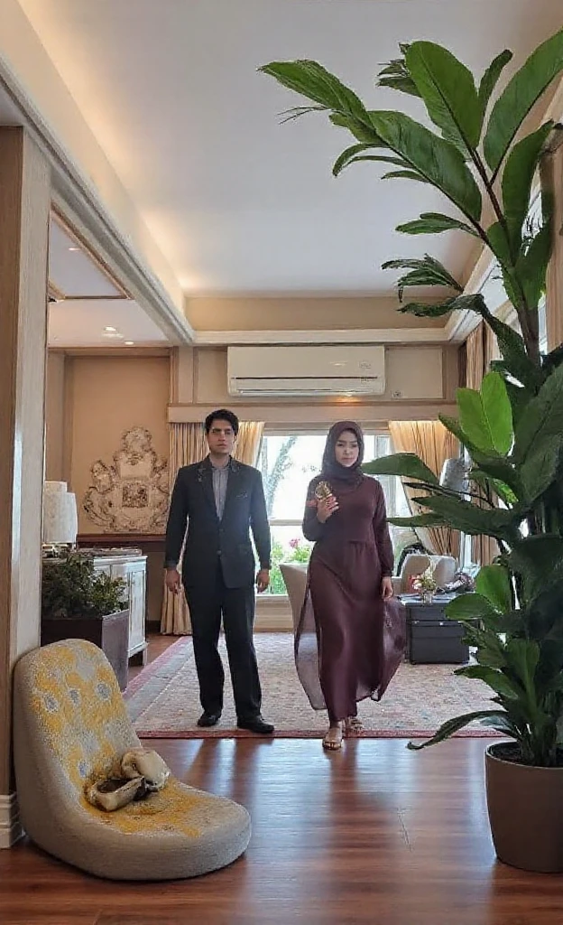 (Masterpiece: 1.2, Best Quality), Realistic, (Realistic Picture, Complex Details, Depth of Field), Best Quality, Masterpiece, Highly Detailed, Realistic, 1 mature, indonesian old wife, 45 Years Old,  forward, , thin lips, beautiful and , curvy body, wearing hijab with niqab, wearing see through nightgown, full body view, look at viewer, full photo, background bedroom,  model style pose full body