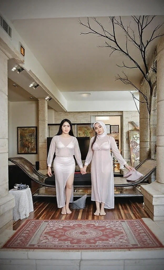 (Masterpiece: 1.2, Best Quality), Realistic, (Realistic Picture, Complex Details, Depth of Field), Best Quality, Masterpiece, Highly Detailed, Realistic, 1 mature, indonesian old wife, 45 Years Old,  forward, , thin lips, beautiful and , curvy body, wearing hijab with niqab, wearing see through nightgown, full body view, look at viewer, full photo, background bedroom,  model style pose full body