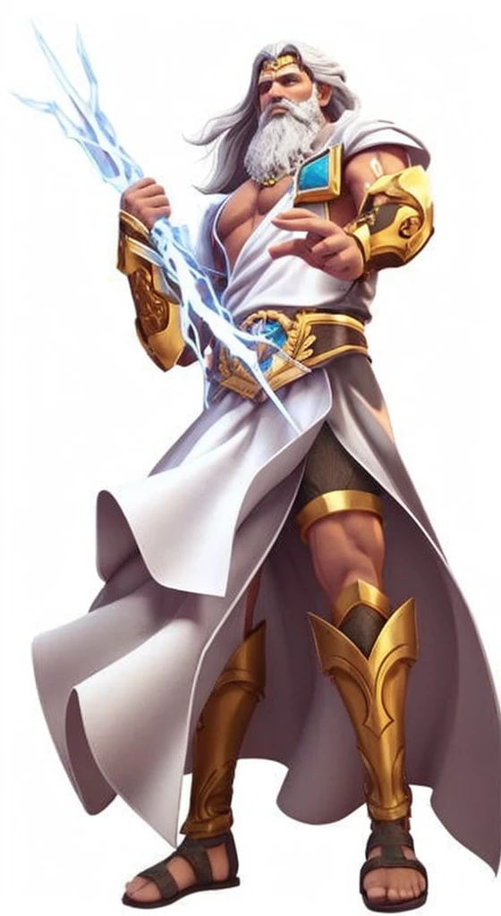 Zeus,White clothes,golden pattern,Rich in details,High degree of completion,The transition is delicate