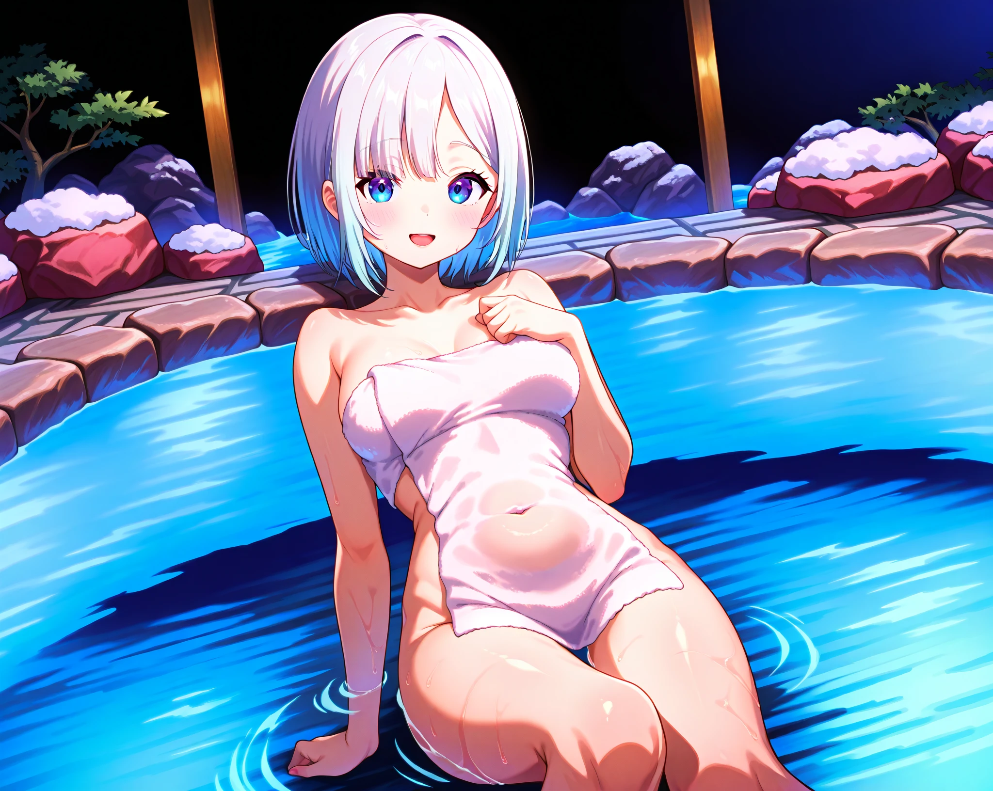 score_9, score_8_up, score_7_up, score_6_up, score_5_up, score_4_up, (source_anime), 1girl, neon genesis evangellion,( rei ayanami, small breasts, big Thighs, long nipples), far, full body, Swimming pool ,Revealing the breasts, Swimsuit, Wet, school
