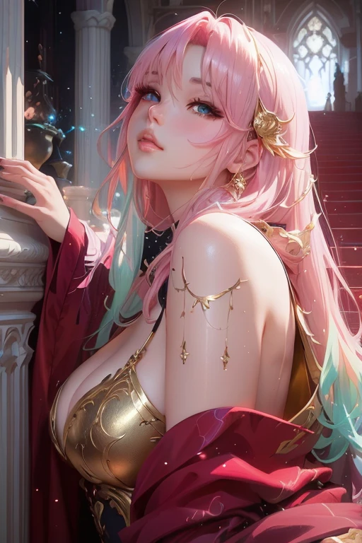 (actual),tmasterpiece,Best quality at best,电影灯光,naturalshadow,highest details,professional photoshooting,detailedbackground,depth of fields,insanely details,iintricate,Aesthetic,Detailed faces,sub surface scattering,looking at viewert,fisheyelens,
blade wrench,1 plump girl,Alone,Cute girl pictures,Full body lesbian,light smile,Big breasts are very charming,20 years,Top bun.Side undercut,pink haired one,Hand on chin posture,organza dress,Wearing a sharp wrench,embroidery,ribbons,blossoms_Stylized,
Mycelial technology,sci-fy,Psychedelic,mycelium,spongy, won, Childish, Positive, sober, inspiring, many color, glowing, iintricate, Perfect work, Aesthetic, Focus sharp, Fine and detailed