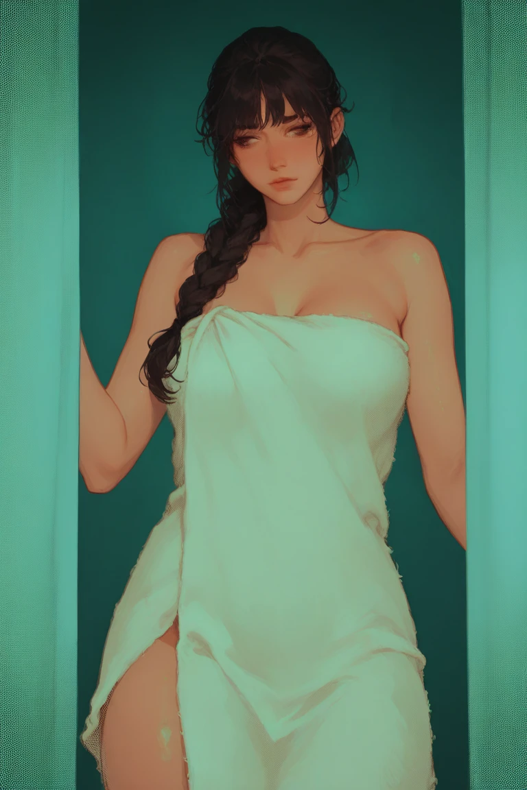 There's a sexy 30-year-old European woman (Modelo Hannah Palmer) posando em banheiro. Mulher branca com sardas, sardas no rosto, olhar expressivo, rosto detalhado, She's naked wearing a fluffy white bathrobe, totalmente sem roupa por baixo, corpo molhado, piercing na barriga, seios grandes, volumosos e arredondados, seios naturais (Angela White), Madeixas grandes e naturais, Large melons, seios arredondados, mamilos duros, Excitado, visible private parts, detalhada, Depilado, muito molhada, olhos lindos e verdes, olhar lascivo e sedutor, half-open lips, grosso, red lips, sexy, breasts are wet, water running down your body, piercing na barriga, cabelos longos e encaracolados, cabelos ondulados, Corte Loiro, loiro com raiz escurecida, raiz dos cabelos escurecida, tatto on the arm and neck, Tatto tribal, Casa de banho com luz natural, casa de banho rica em detalhes, outer space, dust particles in light, great contrast, sombras naturais, Underneath view, olhar de baixo, vista de baixo, close-up nos seios, Ultra-cinematic filter, imagem bem sombreada, anatomia perfeita, mulher quente, sensual, corpo bem iluminado e sombreado, detalhado, 4k, 8k, Ultra Definition.