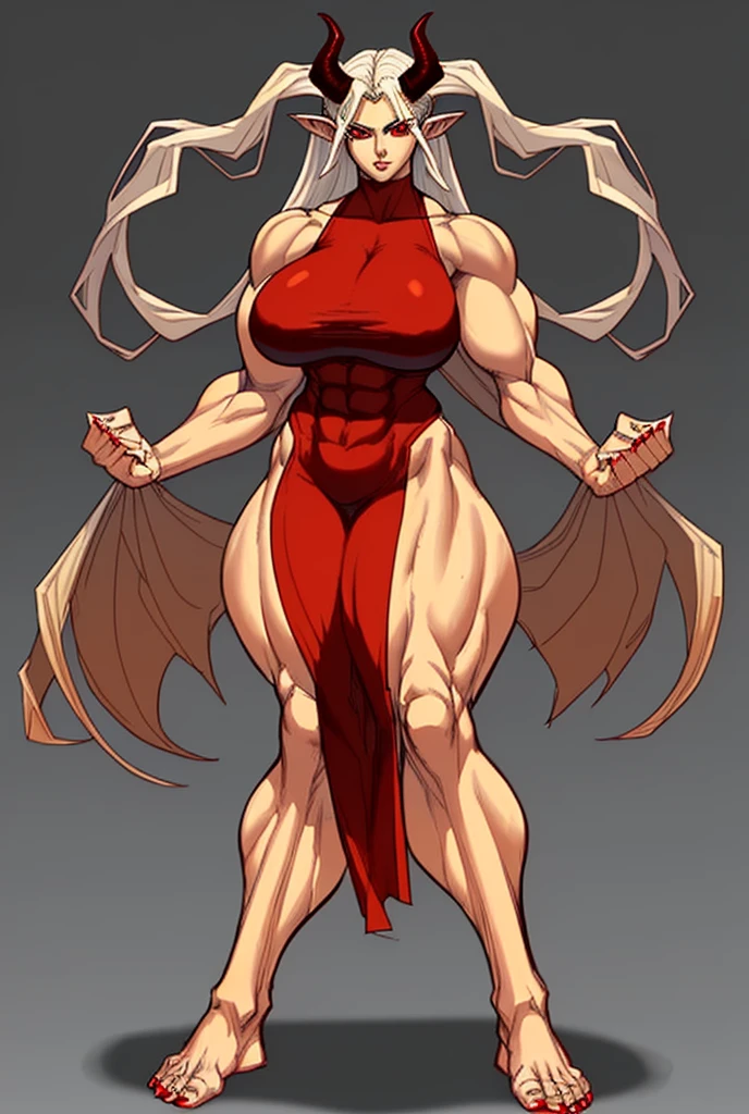 Tentacle girl, white long hair, gigantic muscular body, gigantic penis with big balls, 4 arms, full body.