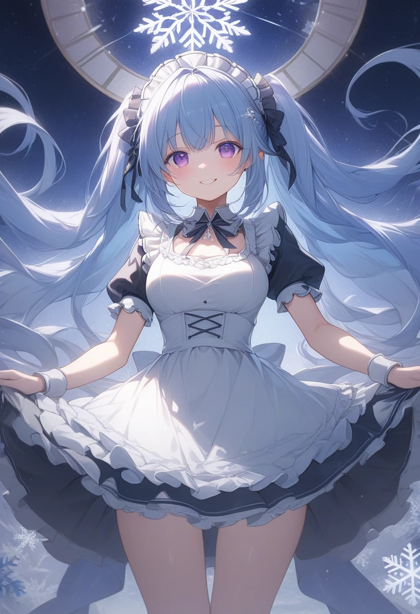 ((illustration)), ((floating hair)), ((chromatic aberration)), ((caustic)), lens flare, dynamic angle, ((portrait)), (1 girl), ((solo)), cute face, ((hidden hands)), asymmetrical bangs, (beautiful detailed eyes), eye shadow, ((huge clocks)), ((glass strips)), (floating glass fragments), ((colorful refraction)), (beautiful detailed sky), ((dark intense shadows)), ((cinematic lighting)), ((overexposure)), (expressionless), blank stare, big top sleeves, ((frills)), hair_ornament, ribbons, bowties, buttons, (((small breast))), pleated skirt, ((sharp focus)), ((masterpiece)), (((best quality))), ((extremely detailed)), colorful, hdr