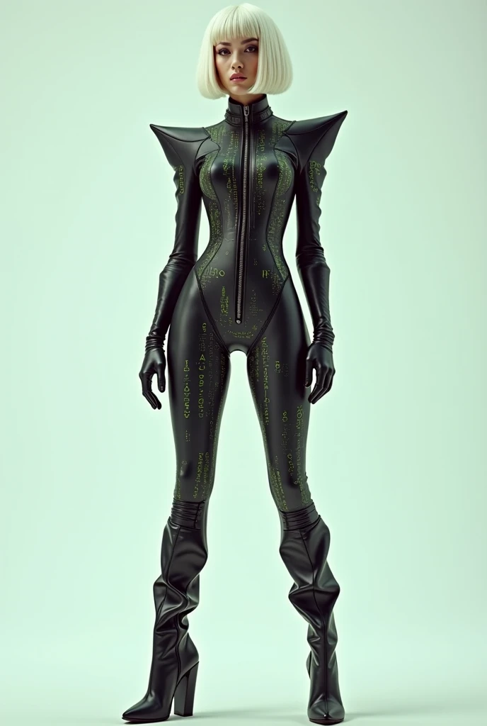 araffe in a shiny green latex outfit posing for a picture, latex shiny, latex outfits, wearing latex, latex skin, futuristic glossy latex suit, latex, rubber