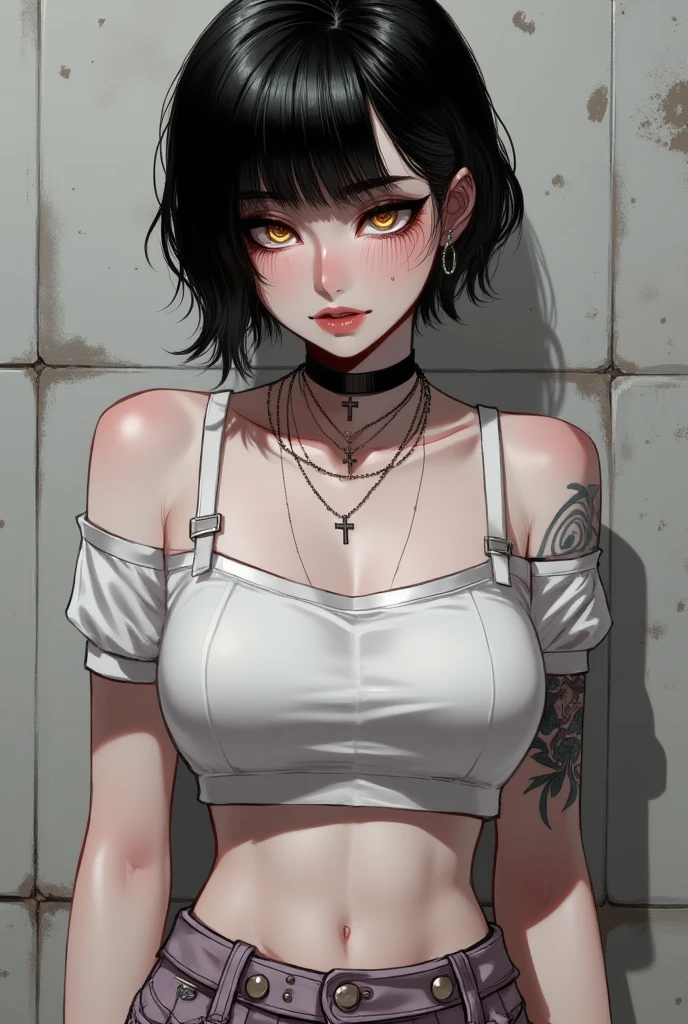 masterpiece, best quality, 1girl, <lora:kwFemaleBeta42_SDXL_v1:1>,
black, bandage, bed, tied, bedroom, window, wristband, head-mounted display, wood, cable, paint, splash, sweat, breathe, hot, hypnosis, chinese, stomach tattoo, nipple piercing, cleavage, waifu, sit