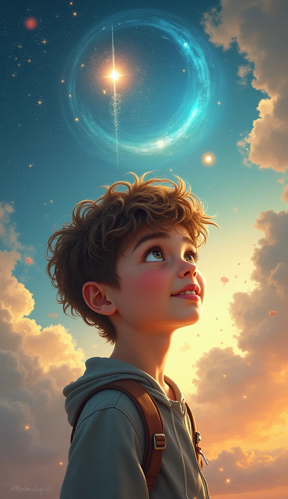 Boy looking up at the stars