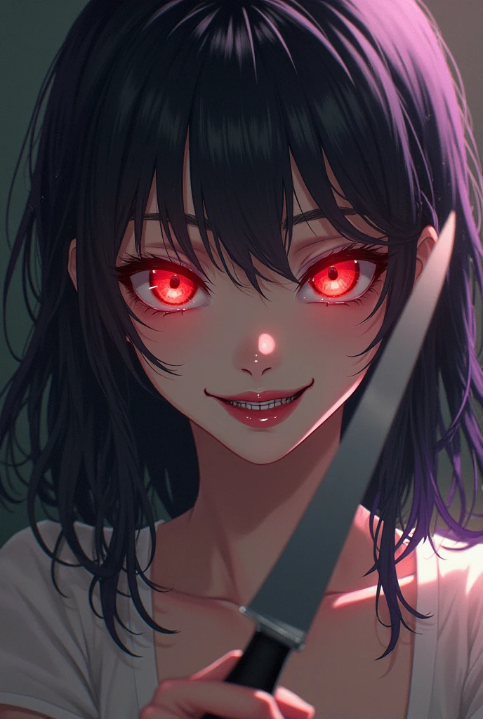1 handsome man, ((yandere, yandere simulator, crazy, blood, blood on the face, blood stains, blood stained clothes, blood on the floor, blood on the wall, reflection), (short hair, red eyes, bright eyes, blush, high , neckline), dramatic lighting, reddish lighting, backlight, fade effect, blurred background, classroom, (night), looking at us, crazy face, (evil face), (dark face), (horror, dark)